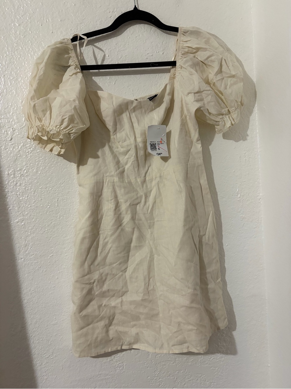 Women’s Cream Puff-Sleeve Mini Dress -